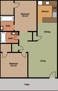 Two Bedrooms / Two Baths - 830 Sq. Ft.*